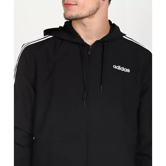 Adidas Activewear Jackets Men's Medium Black & White Essentials 3-Stripes Woven - Picture 4 of 8